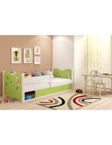 Bed For Children MYKOLAS - White-Green, Single, 160x80cm