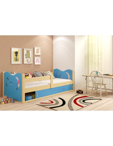 Bed For Children MYKOLAS 1 - Pine-Blue, Single, 160x80cm