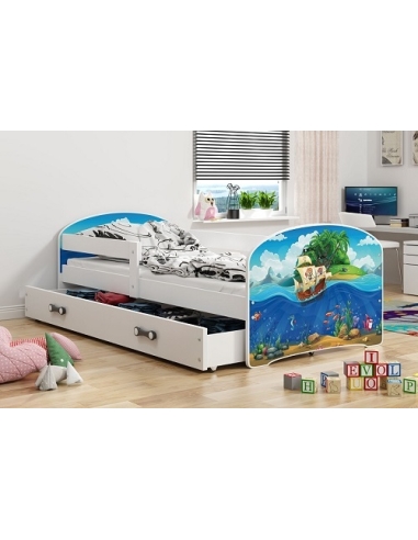 Bed For Children LUKAS PIRATE - White, Single, 160x80cm