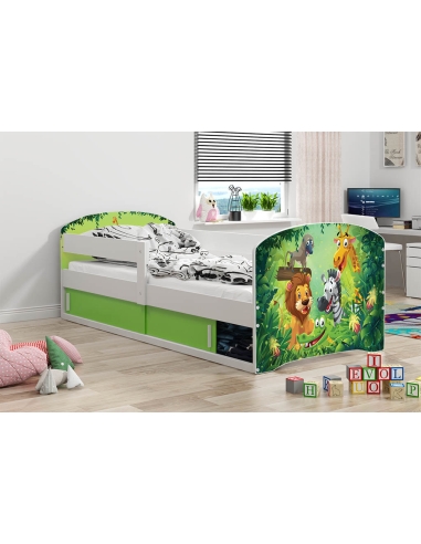 Bed For Children LUKAS 1 ANIMALS - White, Single, 160x80cm