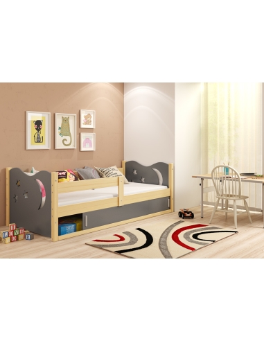 Bed For Children MYKOLAS 1 - Pine-Grey, Single, 160x80cm