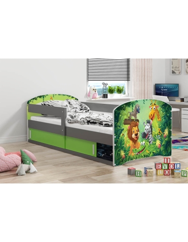 Bed For Children LUKAS 1 ANIMALS - Grafit, Single, 160x80cm