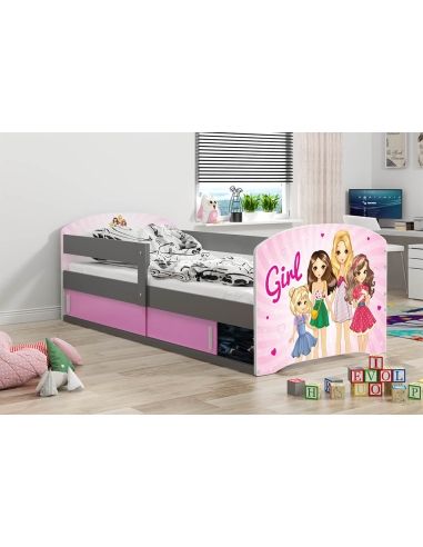 Bed For Children LUKAS 1 GIRL - Grafit, Single, 160x80cm