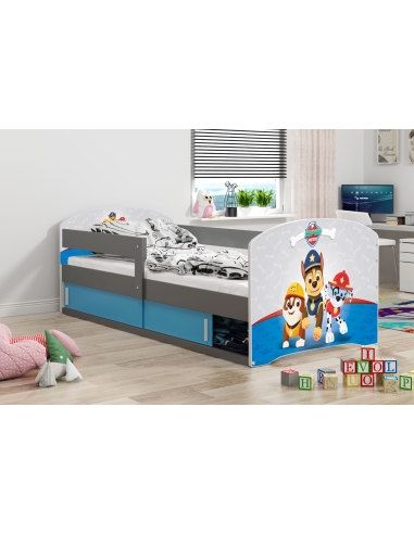 Bed For Children LUKAS 1 DOGS - Grafit, Single, 160x80cm