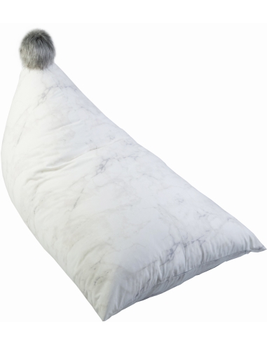 Pouf Bag with Pompom Misioo Velvet - Marble/White Pompom
