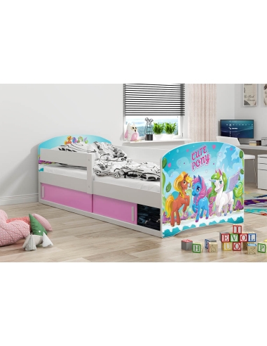 Bed For Children LUKAS 1 CUTE PONY - White, Single, 160x80cm