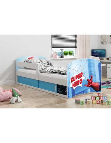 Bed For Children LUKAS 1 SUPER HERO - White, Single, 160x80cm