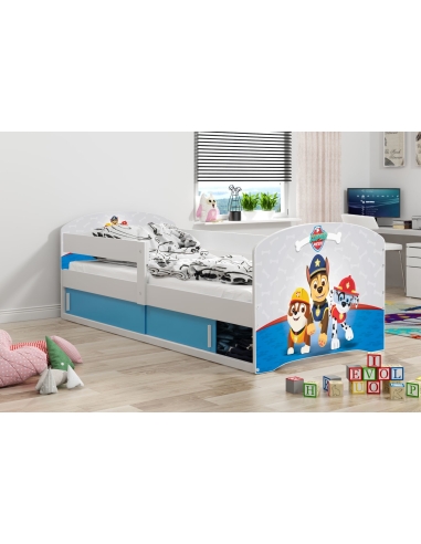 Bed For Children LUKAS 1 DOGS - White, Single, 160x80cm