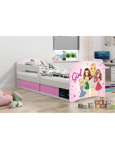 Bed For Children LUKAS 1 GIRL - White, Single, 160x80cm