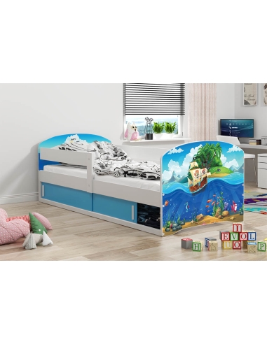 Bed For Children LUKAS 1 PIRATES - White, Single, 160x80cm