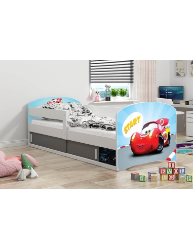 Bed For Children LUKAS 1 CAR - White, Single, 160x80cm