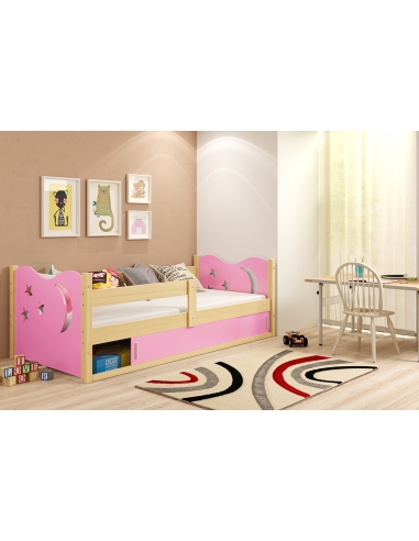 Bed For Children MYKOLAS 1 - Pine-Pink, Single, 160x80cm