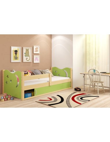 Bed For Children MYKOLAS 1 - Pine-Green, Single, 160x80cm