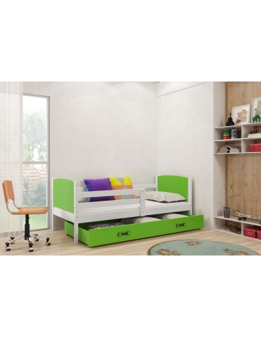 Vaikiška lova TAMI - balta-žalia, viengulė