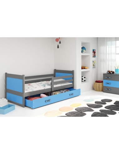 Vaikiška lova RICO - pilka-mėlyna, viengulė