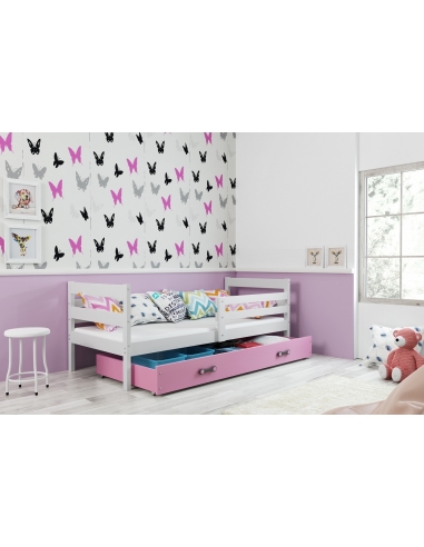 Vaikiška lova ERIKAS - balta-rožinė, viengulė
