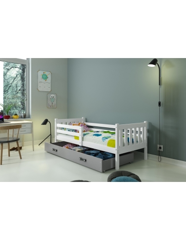 Bed For Children CARINO - White-Grey, Single, 190x80cm