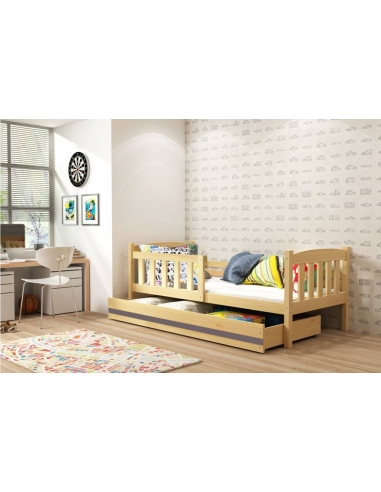 Bed For Children KUBUS - Pine-Grey, Single, 160x80cm