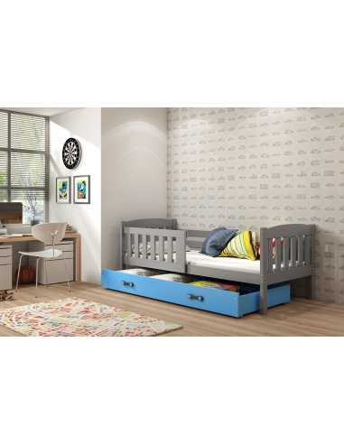 Vaikiška lova KUBUS - pilka-mėlyna, viengulė