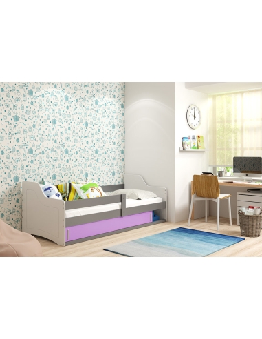 Vaikiška lova SOFIX 1 - pilka-violetinė, viengulė, 160x80cm