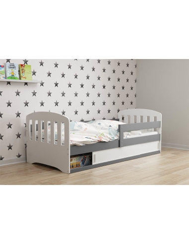 Bed For Children CLASSIC 1 - White-Grafit, Single, 160x80cm