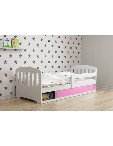 Bed For Children CLASSIC - White-Pink, Single, 160x80cm