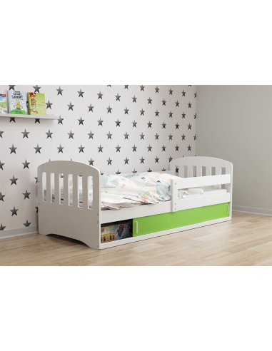 Bed For Children CLASSIC - White-Green, Single, 160x80cm