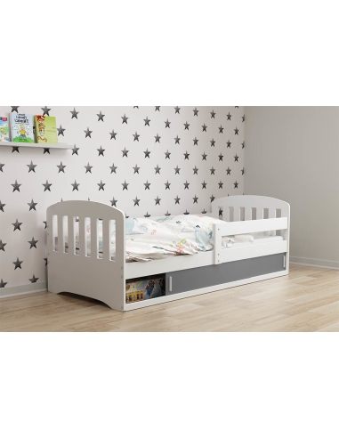 Bed For Children CLASSIC - White-Grey, Single, 160x80cm