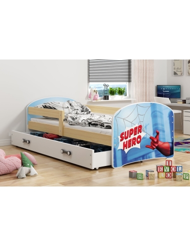 Bed for Children LUKAS SUPER HERO - Pine, Single, 160x80cm