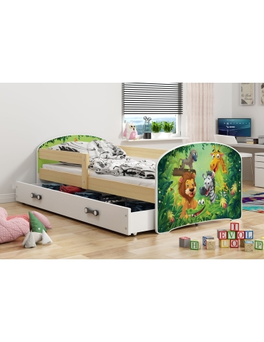 Bed for Children LUKAS JUNGLE - Pine, Single, 160x80cm