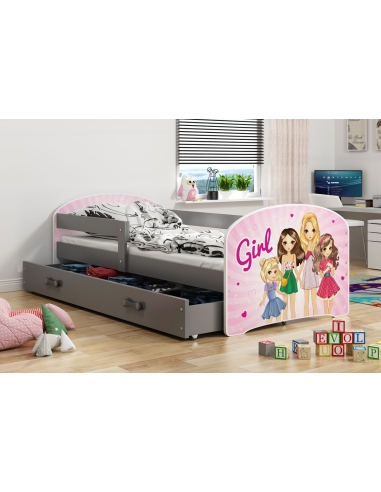 Bed for Children LUKAS GIRLS - Grafit, Single, 160x80cm