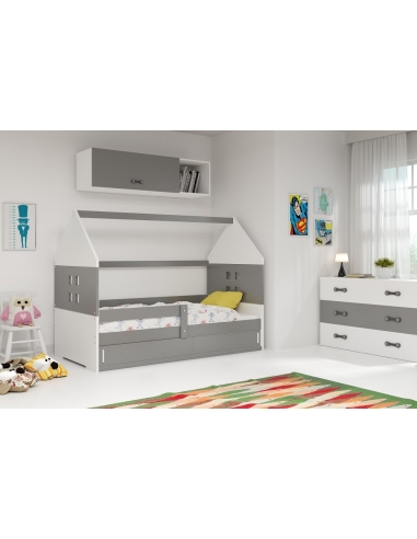 Bed for Children HOUSE 1 - Grafit-White, Single, 160x80cm