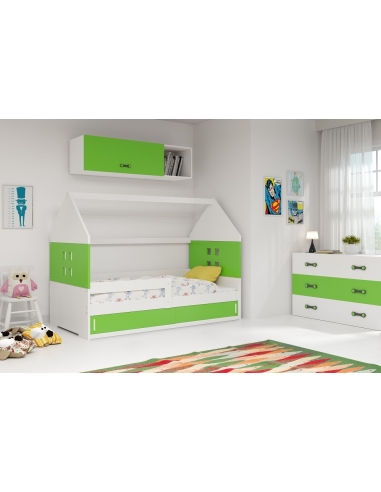 Bed for Children HOUSE 1 - White-Green, Single, 160x80cm