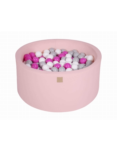 Apvalus kamuoliukų baseinas MeowBaby, 90x40cm, 300 kamuoliukų, šviesiai rožinis MEO058