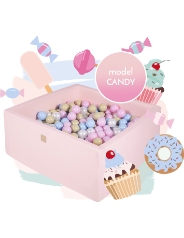 Kvadratinis kamuoliukų baseinas MeowBaby Candy, 90x90x40cm, 300 kamuoliukų