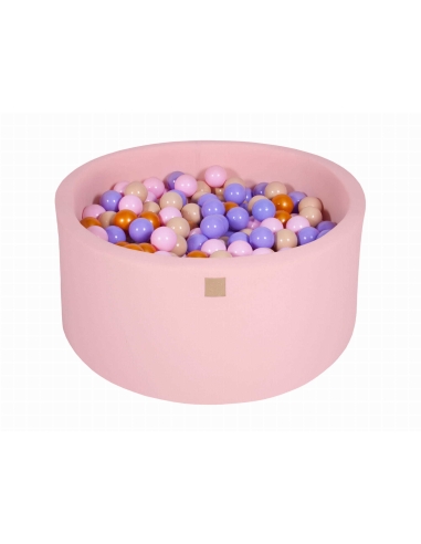 Apvalus kamuoliukų baseinas MeowBaby, 90x40cm, 300 kamuoliukų, šviesiai rožinis MEO090