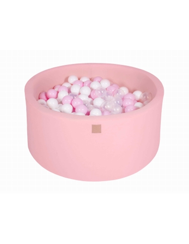Apvalus kamuoliukų baseinas MeowBaby, 90x40cm, 300 kamuoliukų, šviesiai rožinis MEO061