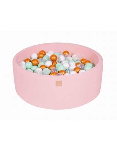 Apvalus kamuoliukų baseinas MeowBaby, 90x30cm, 200 kamuoliukų, šviesiai rožinis MEO117