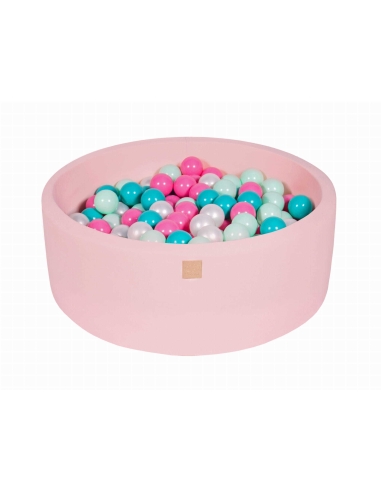Apvalus kamuoliukų baseinas MeowBaby, 90x30cm, 200 kamuoliukų, šviesiai rožinis MEO157
