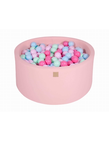 Apvalus kamuoliukų baseinas MeowBaby, 90x40cm, 300 kamuoliukų, šviesiai rožinis MEO114