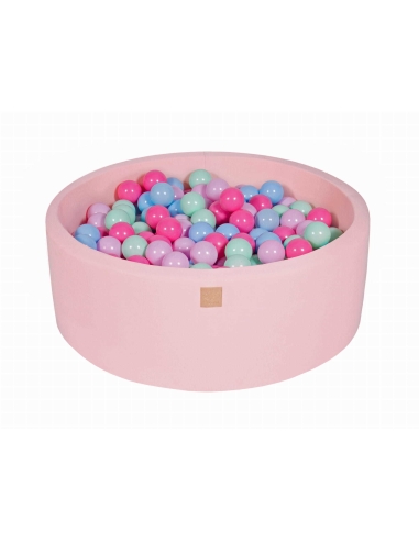 Apvalus kamuoliukų baseinas MeowBaby, 90x30cm, 200 kamuoliukų, šviesiai rožinis MEO113