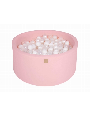 Apvalus kamuoliukų baseinas MeowBaby, 90x40cm, 300 kamuoliukų, šviesiai rožinis MEO059