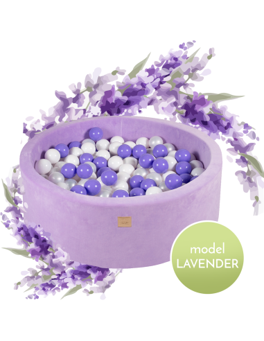 Apvalus kamuoliukų baseinas MeowBaby Lavender Velvet, 90x40cm, 250 kamuoliukų