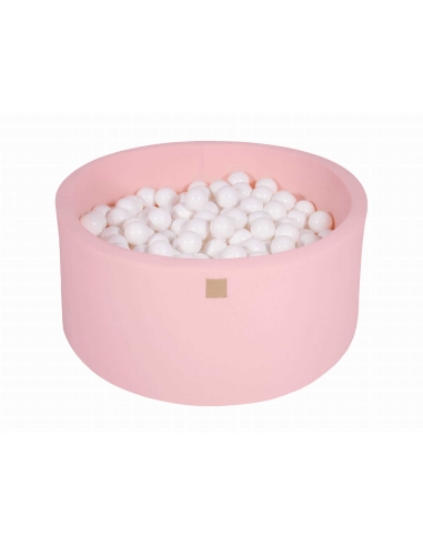 Apvalus kamuoliukų baseinas MeowBaby, 90x40cm, 300 kamuoliukų, šviesiai rožinis MEO060