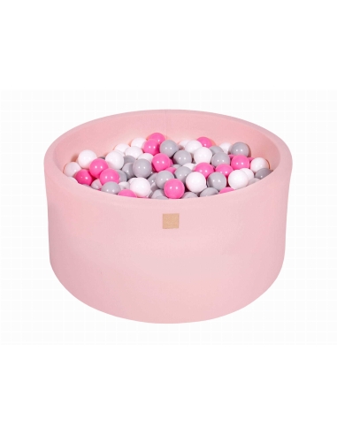Apvalus kamuoliukų baseinas MeowBaby, 90x40cm, 300 kamuoliukų, šviesiai rožinis MEO016