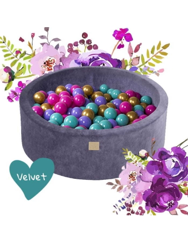 Round Ball Pit MeowBaby Flower Velvet, 90x30cm, 250 Balls