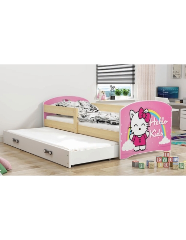 Bed For Children LUKAS HELLO KIDS - Pine-White, Double, 160x80cm