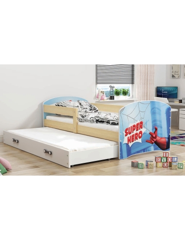 Bed For Children LUKAS SUPER HERO - Pine-White, Double, 160x80cm