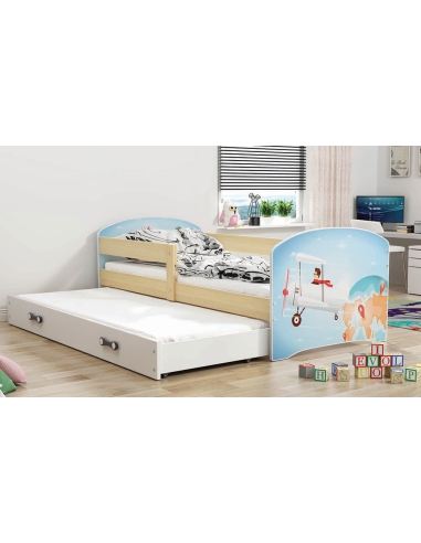 Bed For Children LUKAS PILOT - Pine-White, Double, 160x80cm