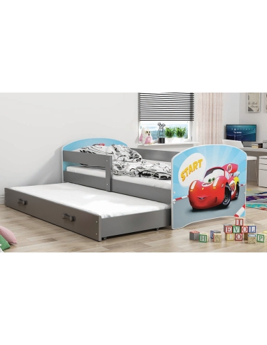 Vaikiška lova LUKAS CARS - pilka, dvivietė, 160x80cm